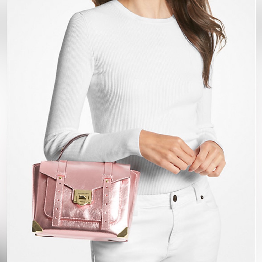 Michael Kors Manhattan Medium Rose Gold Metallic Satchel ❤️🔥 - Picture 3 of 3